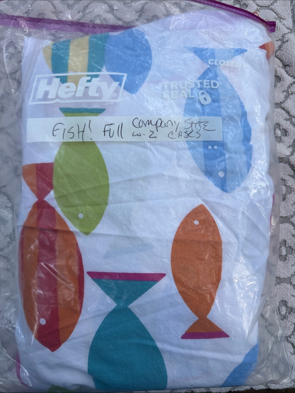 The company store flat sheet, colorful, fish cotton full size